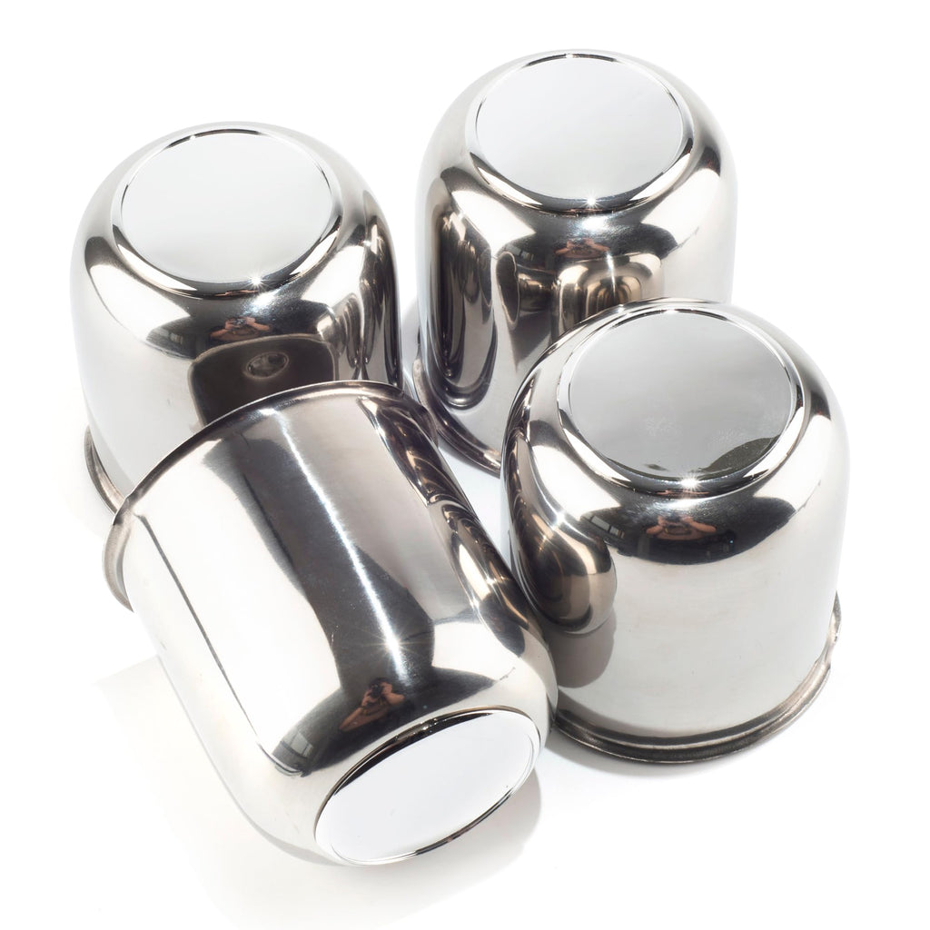 4Pcs 3.27" Stainless Trailer Wheel Center Caps, 3.41" H Chrome