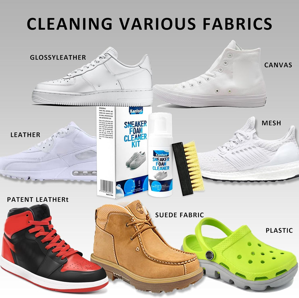 Shoe Cleaner, White Shoe Cleaning Kit with Shoe Brush, Shoe Cleaner Sneakers Removes Dirt and Stain, Sneaker Foam