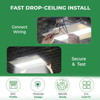 E2 Lighting 2 Pack 2x4 LED Troffer, LED Light with Emergency Battery Backup