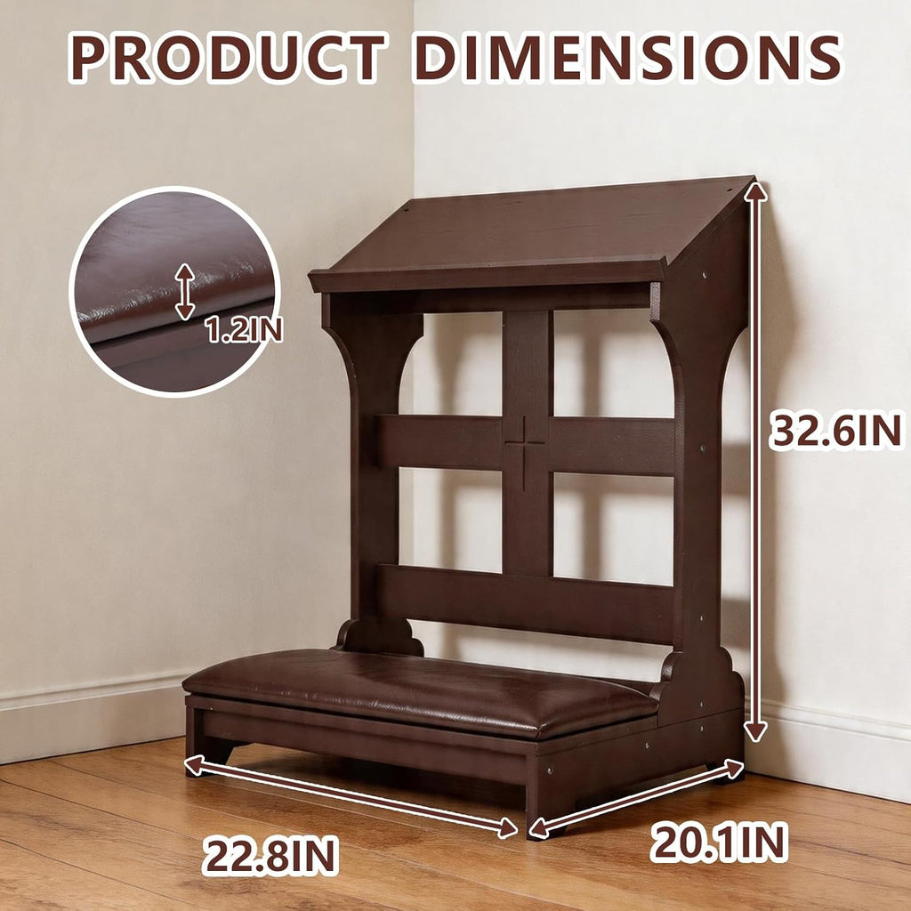 Prayer Bench Kneeler, Kneeling Stool, Wooden Kneeler Bench with Cushion, Church Kneelings Stand Stool, Padded Prayer