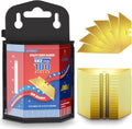 100 Pack Razor Blades, SK2 Steel Utility Knife Blade Refills, Gold