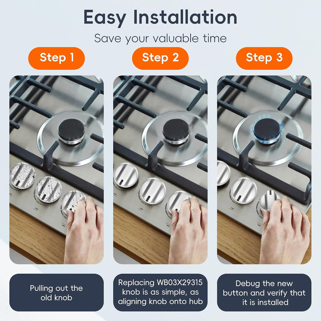 WB03X29315 Knob Fit for GE Stove Knobs KIP 5U06 191D9233 Stove Knob 5 Pack | Compatible with GE JGP5030SL1SS