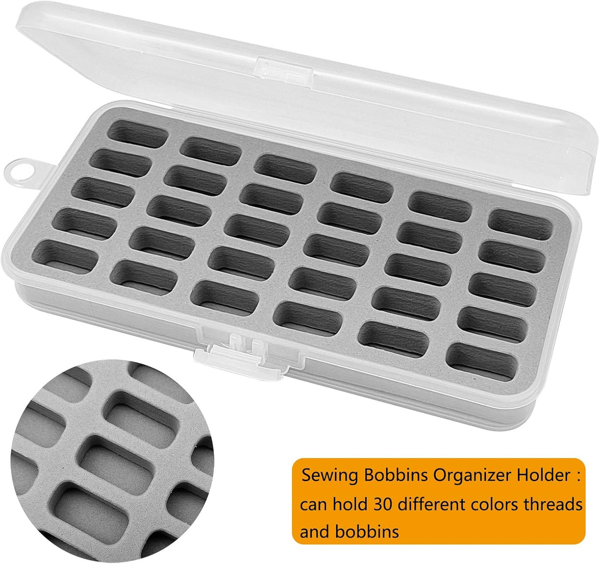Pack of 2 Plastic Bobbin Storage Case Bobbin Boxes Thread Organizer Holds 60pcs Bobbins - Sewing Craft Plastic Case
