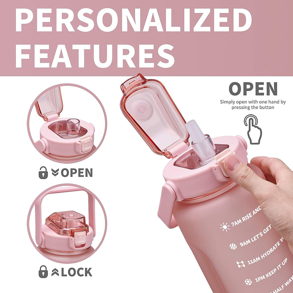 64oz,100oz,128oz Large Motivational Water Bottle with Time Marker, Leakproof & BPA Free Half Gallon Big Water Bottle