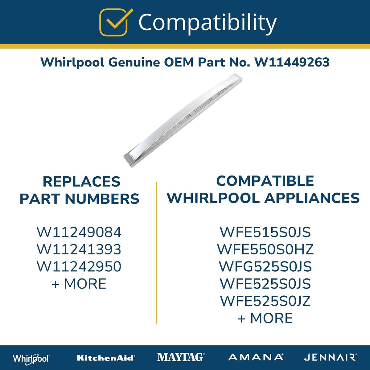 Whirlpool W11449263 Genuine OEM Range Oven Control Board Replacement Part - Replaces W11249084, W11241393, and W11242950