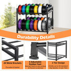 Desktop 3D Printer Filament Storage Rack, 2-Tier Metal
