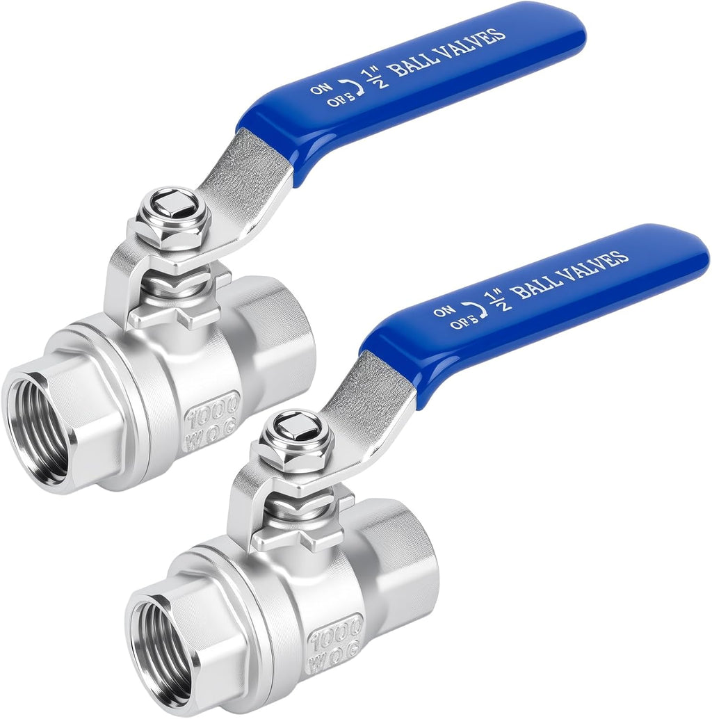 1/2 inch Ball Valve 2 Pack Full Port Female NPT Thread Shut Off Valve