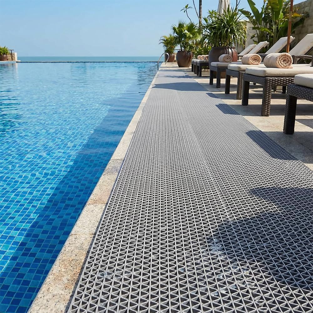 Anti Slip Drainage Mat Cutable Pool Flooring Bathroom Mats 3FTX10FT PVC Mesh Rubber Matting Heavy Duty for Garage