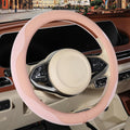 Nappa Leather Pink Steering Wheel Cover, Advanced Microfiber Leather Non-Slip Breathable Fabric, Warm in Winter and