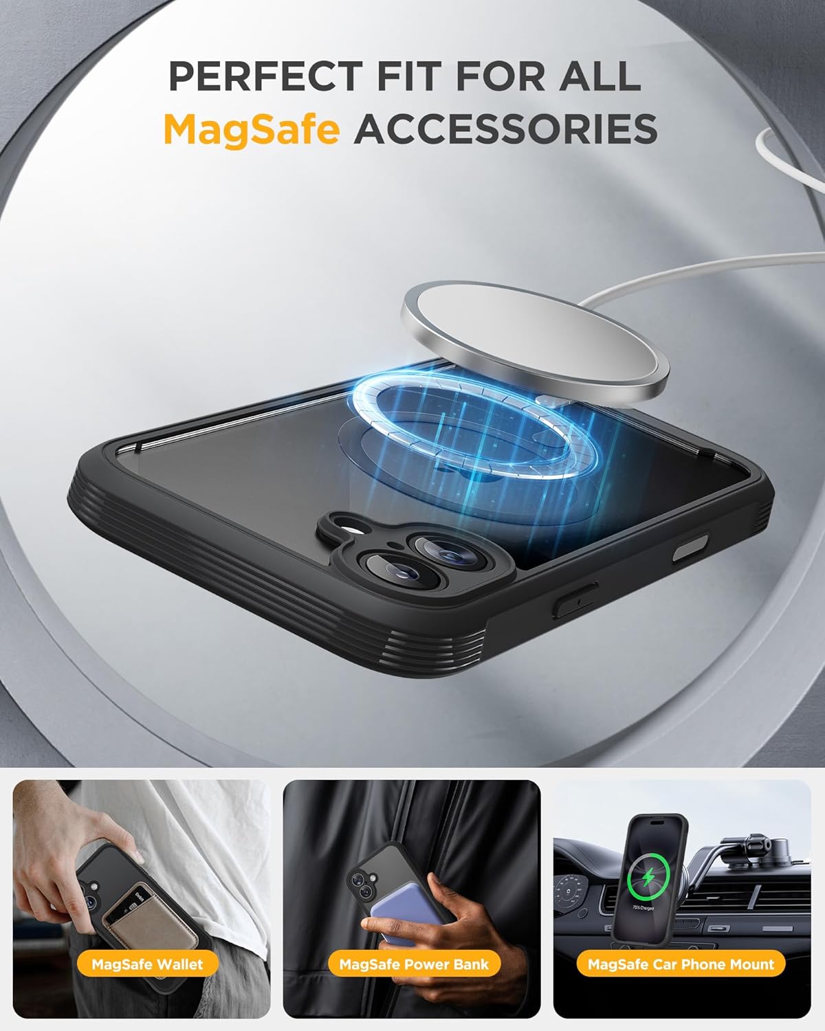 for iPhone 16 Case 6.1'', Full-Body Bumper Phone case with Built-in Full Glass Screen &Camera Control,No