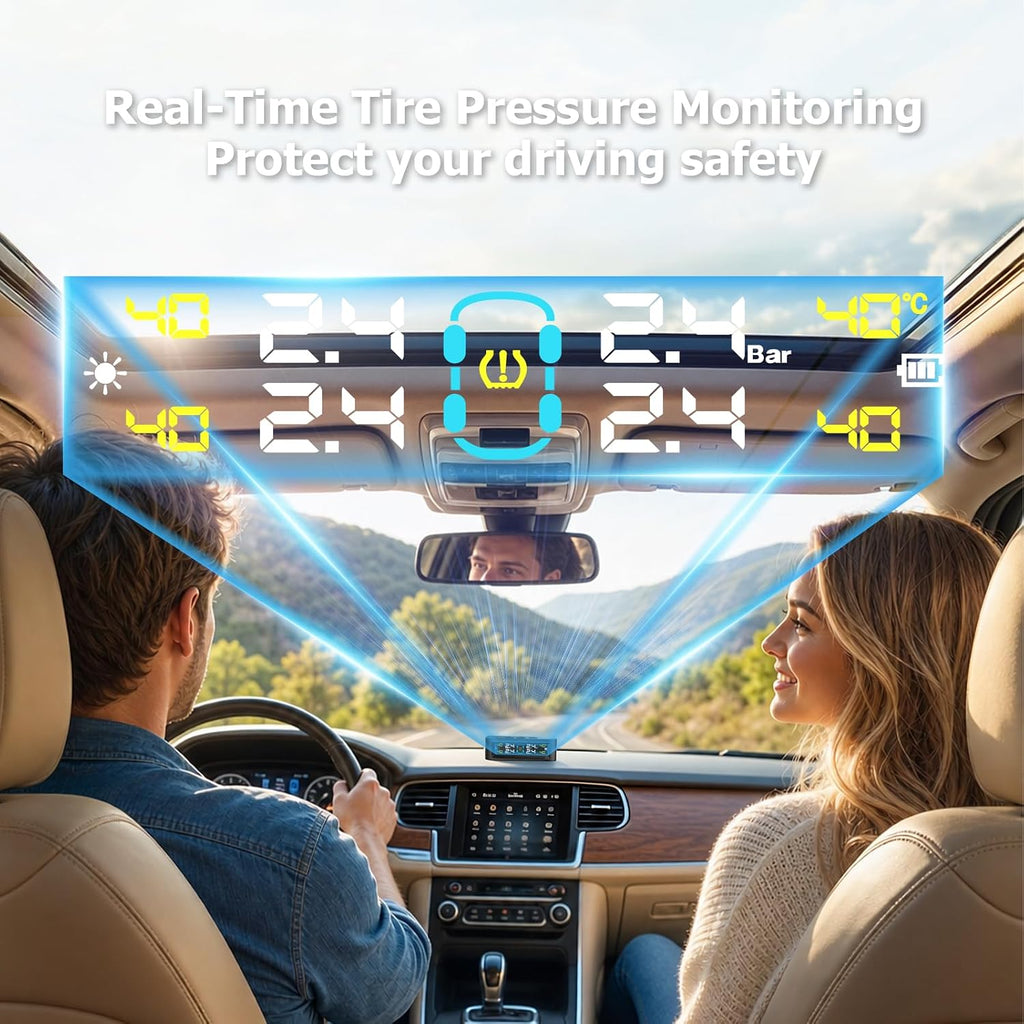 Wireless TPMS Tire Pressure Monitoring System, Real-Time Tire Pressure & Temperature Monitor with 4 External Sensors