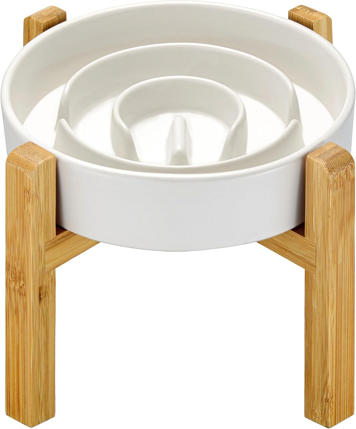 Ceramic Slow Feeder Dog Bowls Elevated, 2.0 Cups Slow Feeder for Medium Dogs, Puzzle Maze Bowl to Slow Down Eating