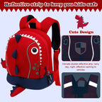 Red Dinosaur Toddler Backpack with Safety Leash for 3-6 Years