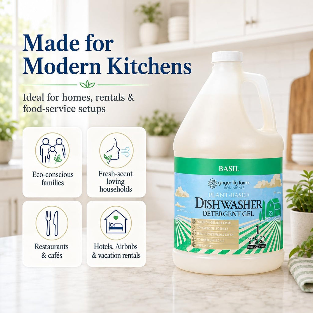 Botanicals Dishwasher Detergent, 128oz, Basil