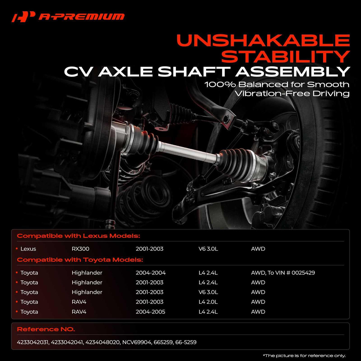 A-Premium CV Axle Shaft Assembly Compatible with Lexus, Toyota