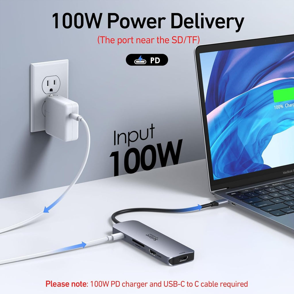 USB C Docking Station Dual HDMI Monitor, USB C to Dual HDMI Adapter with 2HDMI Ports, PD Charging, SD/microSD, USB