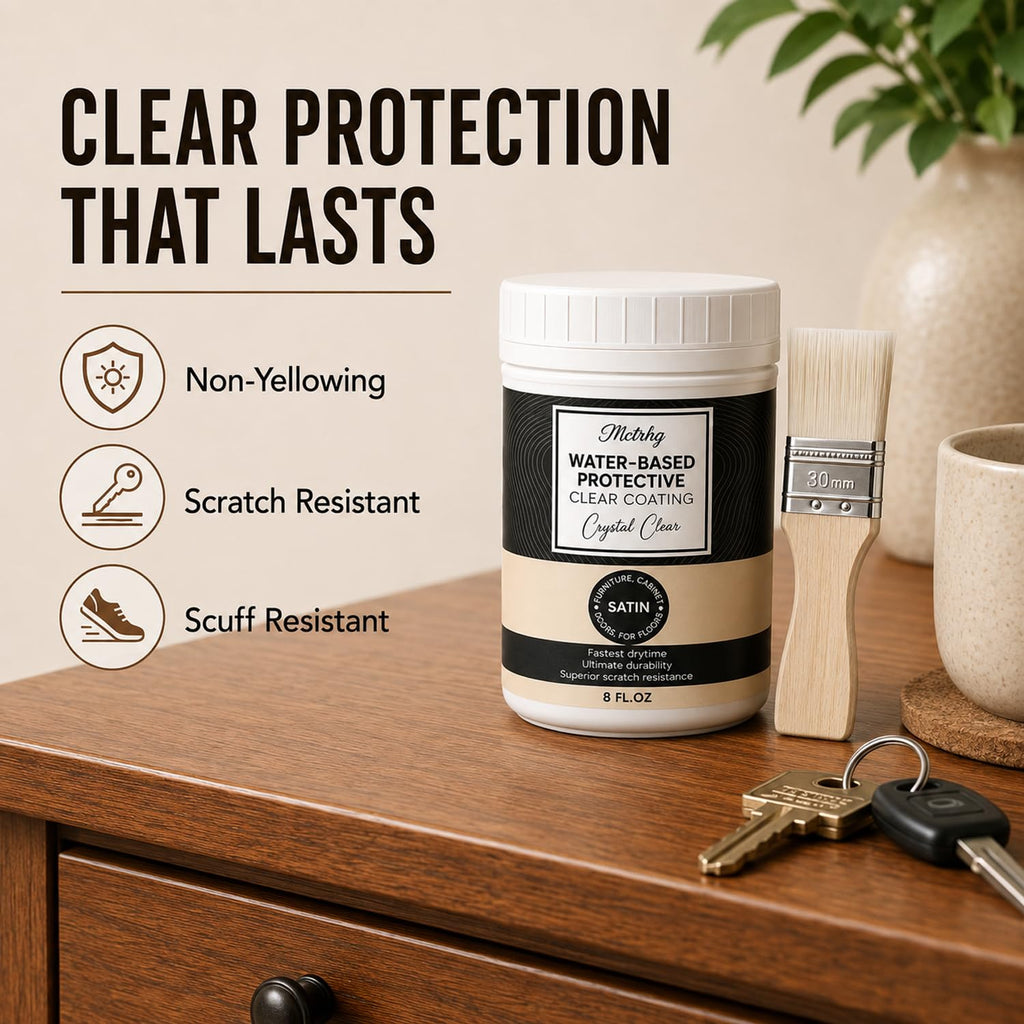 Water-Based Polyurethane for Wood, Clear Satin Finish, 8 fl oz