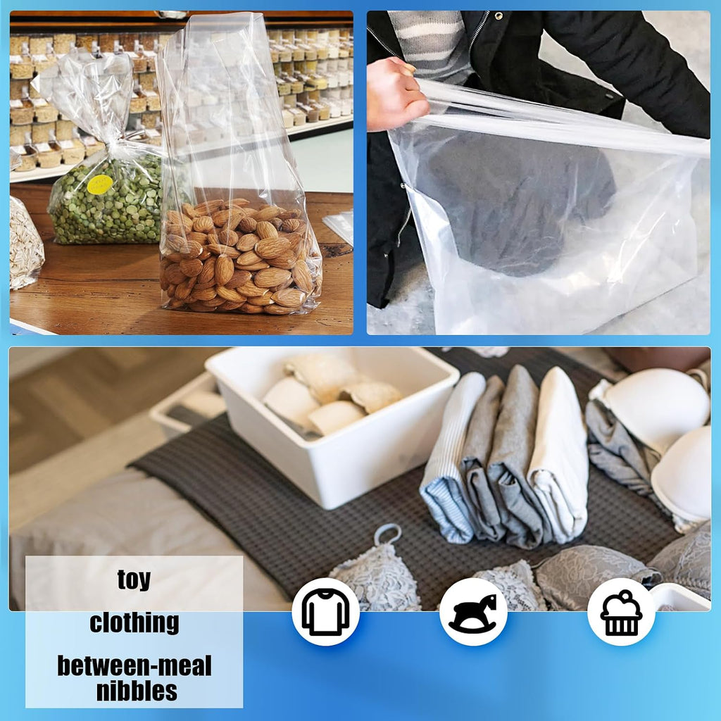 100 Pack 18 x 24 inch 1 Mil Clear Plastic Flat Poly Bags
