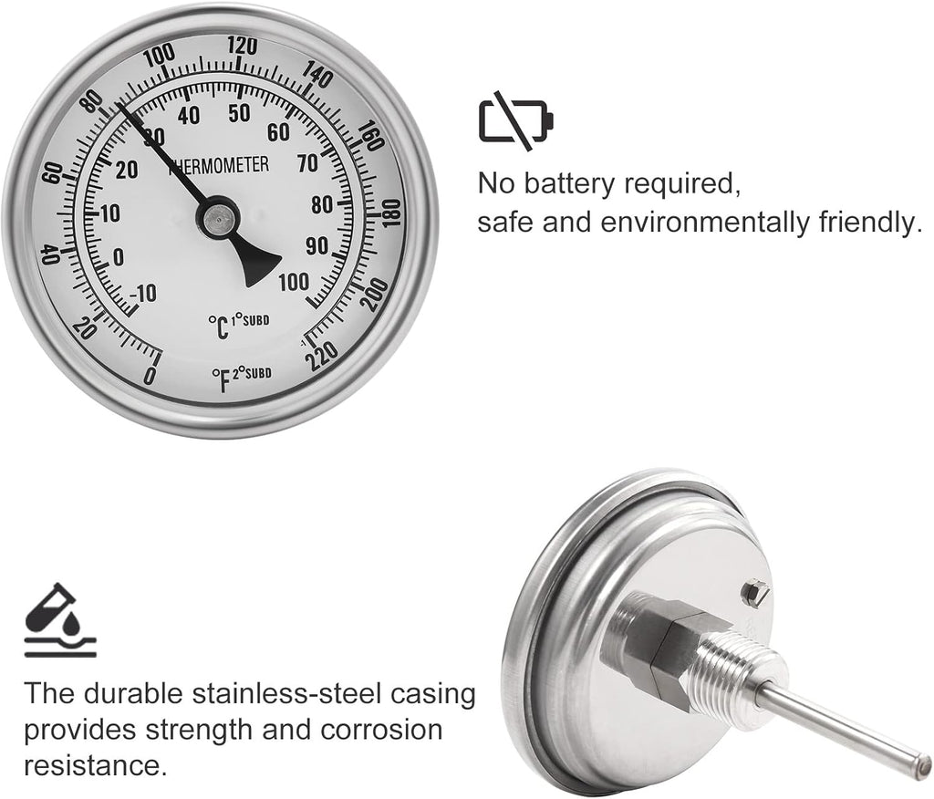 Dial Thermometers, Stainless Steel Homebrew Kettle Thermometer