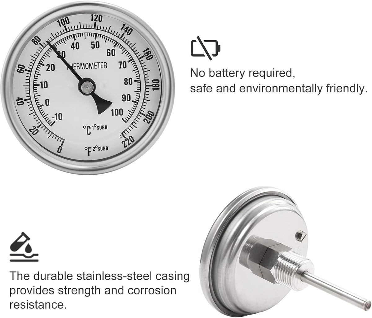 Dial Thermometers, Stainless Steel Homebrew Kettle Thermometer