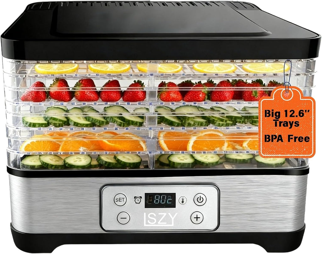 Food Dehydrator, 5 Stackable 12.6'' Trays Dehydrators with 24H Timer