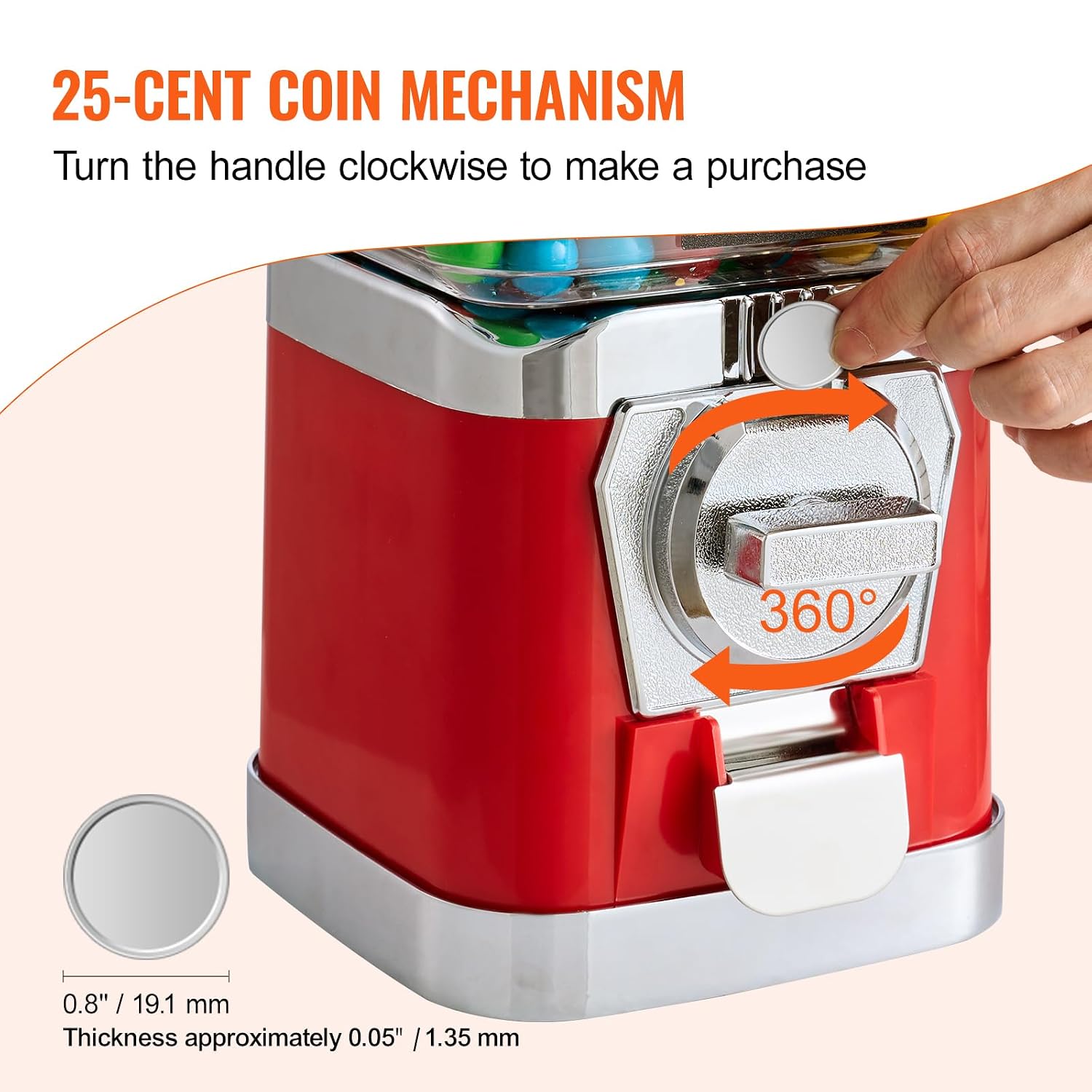 Gumball Machine for Kids, 17"H Home Candy Vending Machine, PC Gumball Dispenser, Bubble Gum Machine for Game Stores