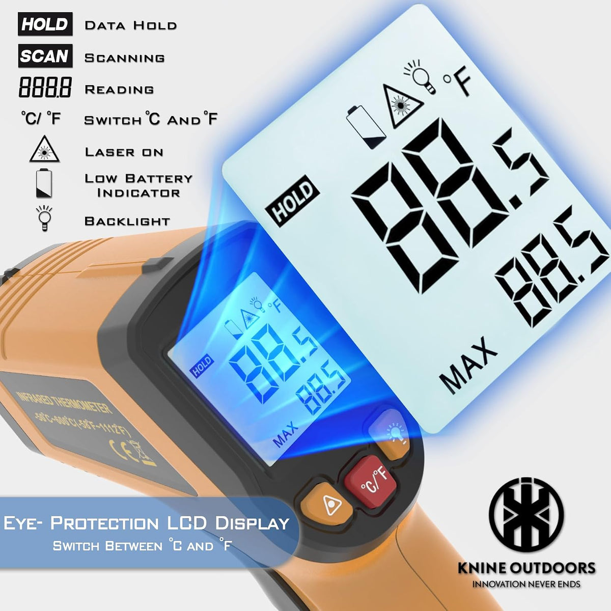 Infrared Thermometer Gun, -58℉ to 1112℉