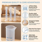 ECHO-OVE 3 Pcs Plastic Graduated Cylinders, 2-Sided Measuring Lines，100ml