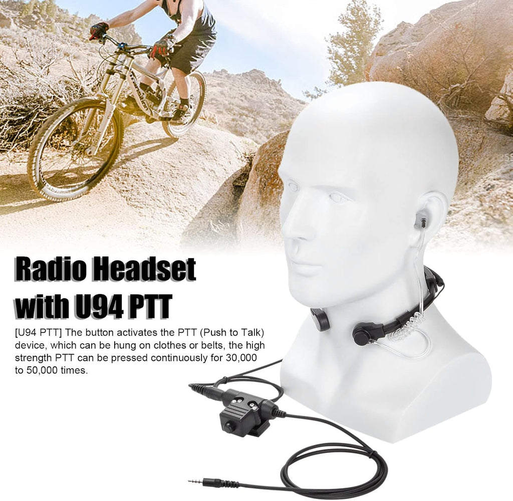 Throat Mic Headset, 7.1mm Telescopic Throat Vibration Microphone U94 PTT Adjustable 2 Way Radio Walkie Talkie