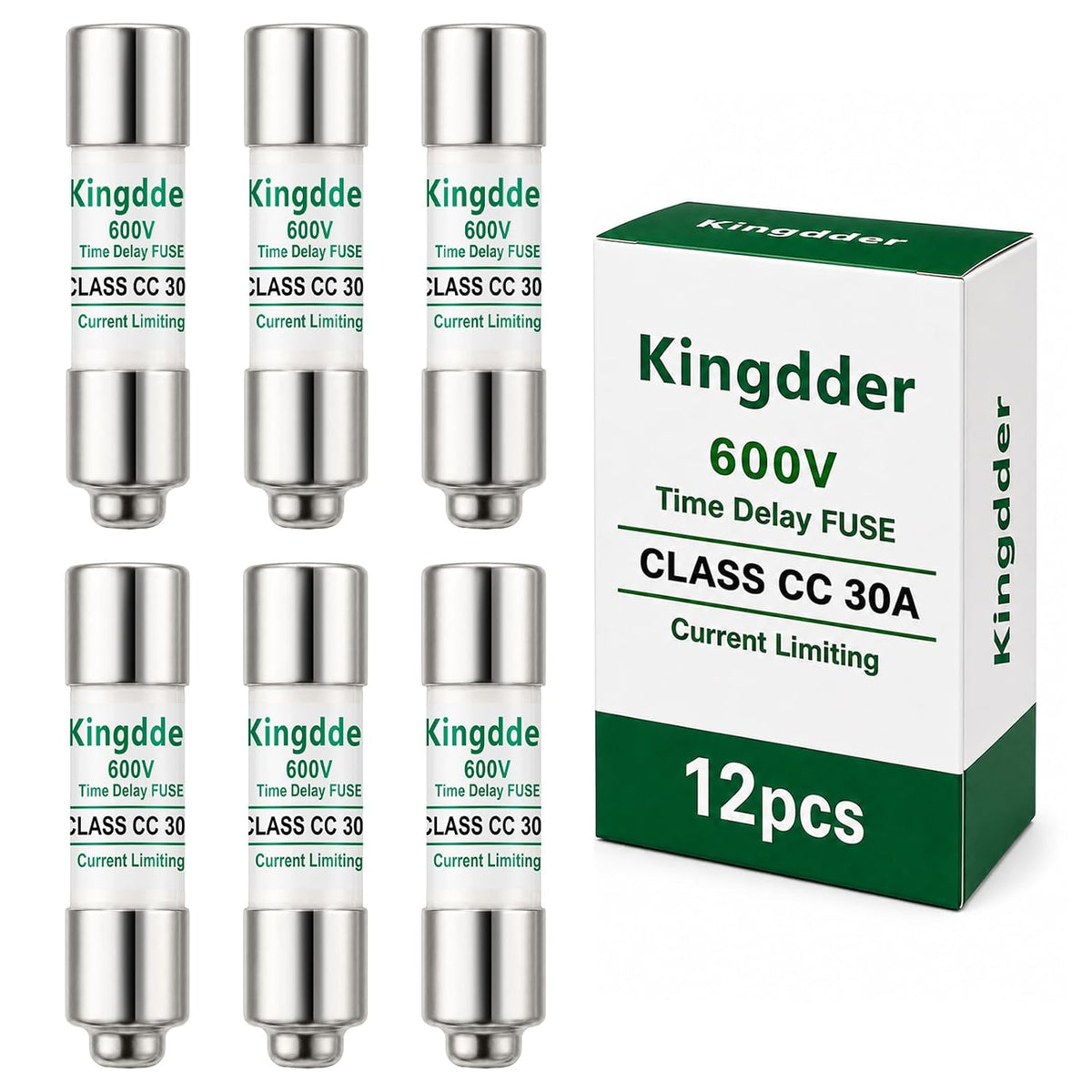 Kingdder 12 Pcs 30A 600V Class CC Time Delay Fuse