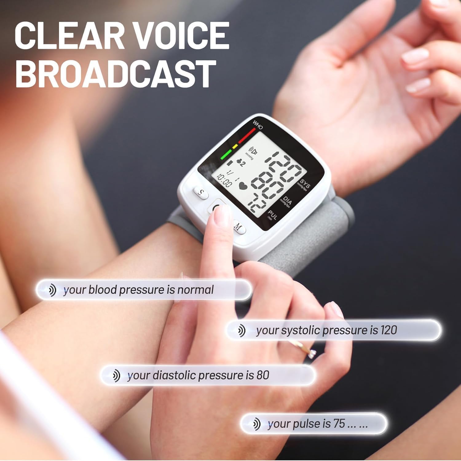 Blood Pressure Monitor Digital Wrist BP Machine Automatic Adjustable Cuff (5.3 to 7.7 in) with 2 Users 180 Memory