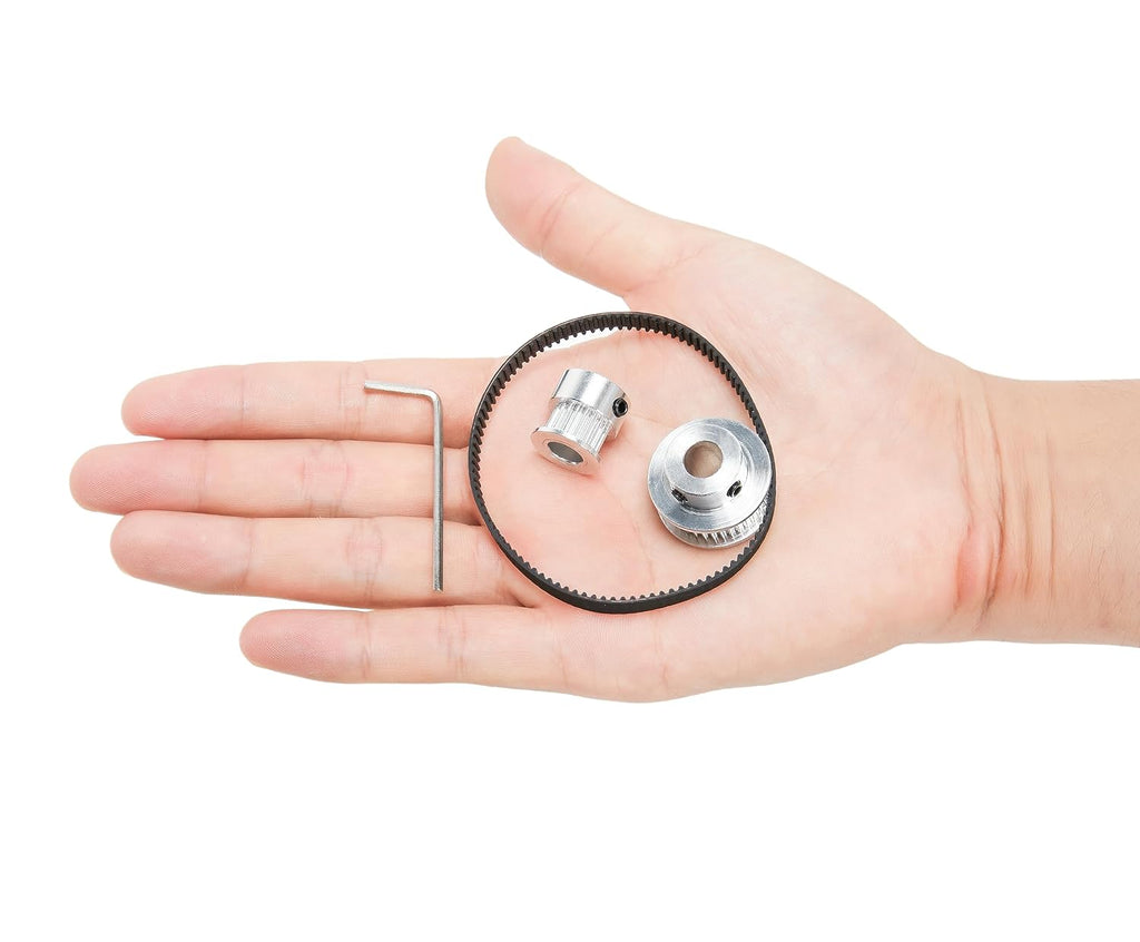 2PCS Set 2GT Aluminum Timing Pulley 20&36 Teeth 8mm Bore Synchronous Wheel with 2PCS Length 200mm Width 6mm Belt (20-36T-8B-6)