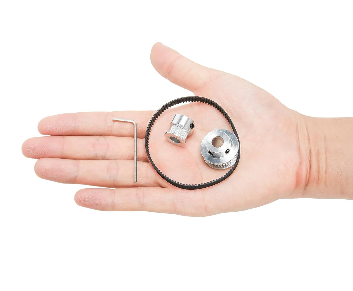 2PCS Set 2GT Aluminum Timing Pulley 20&36 Teeth 8mm Bore Synchronous Wheel with 2PCS Length 200mm Width 6mm Belt (20-36T-8B-6)