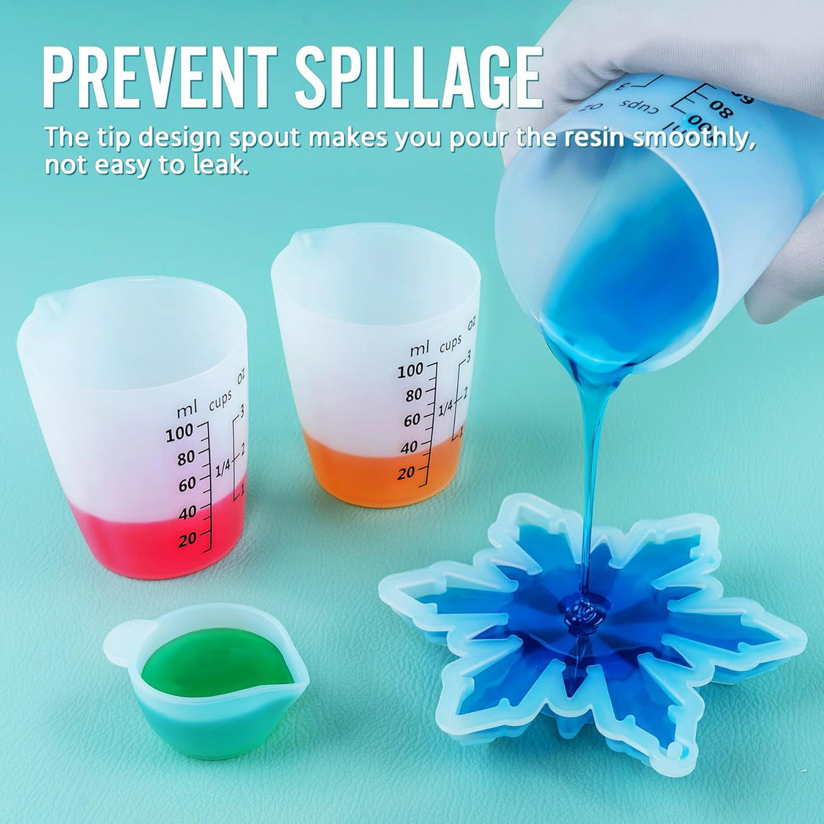 Silicone Resin Mixing Measuring Cups for Resin Supplies, Easy-to-Read Marks, 600ml/20oz Bowl, 250&100ml Thickened