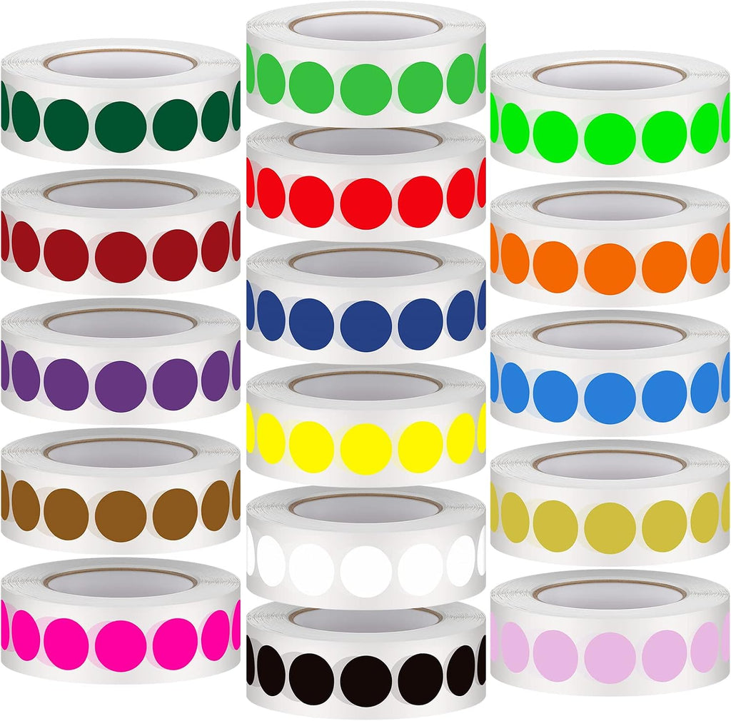 16000 Pcs 1/2 Inch Round Colored Dot Stickers Labels Roll