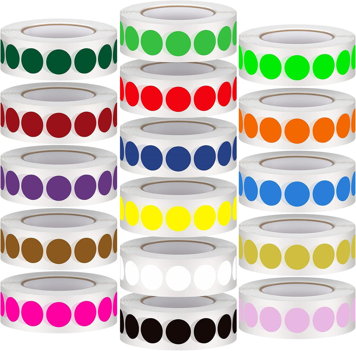 16000 Pcs 1/2 Inch Round Colored Dot Stickers Labels Roll