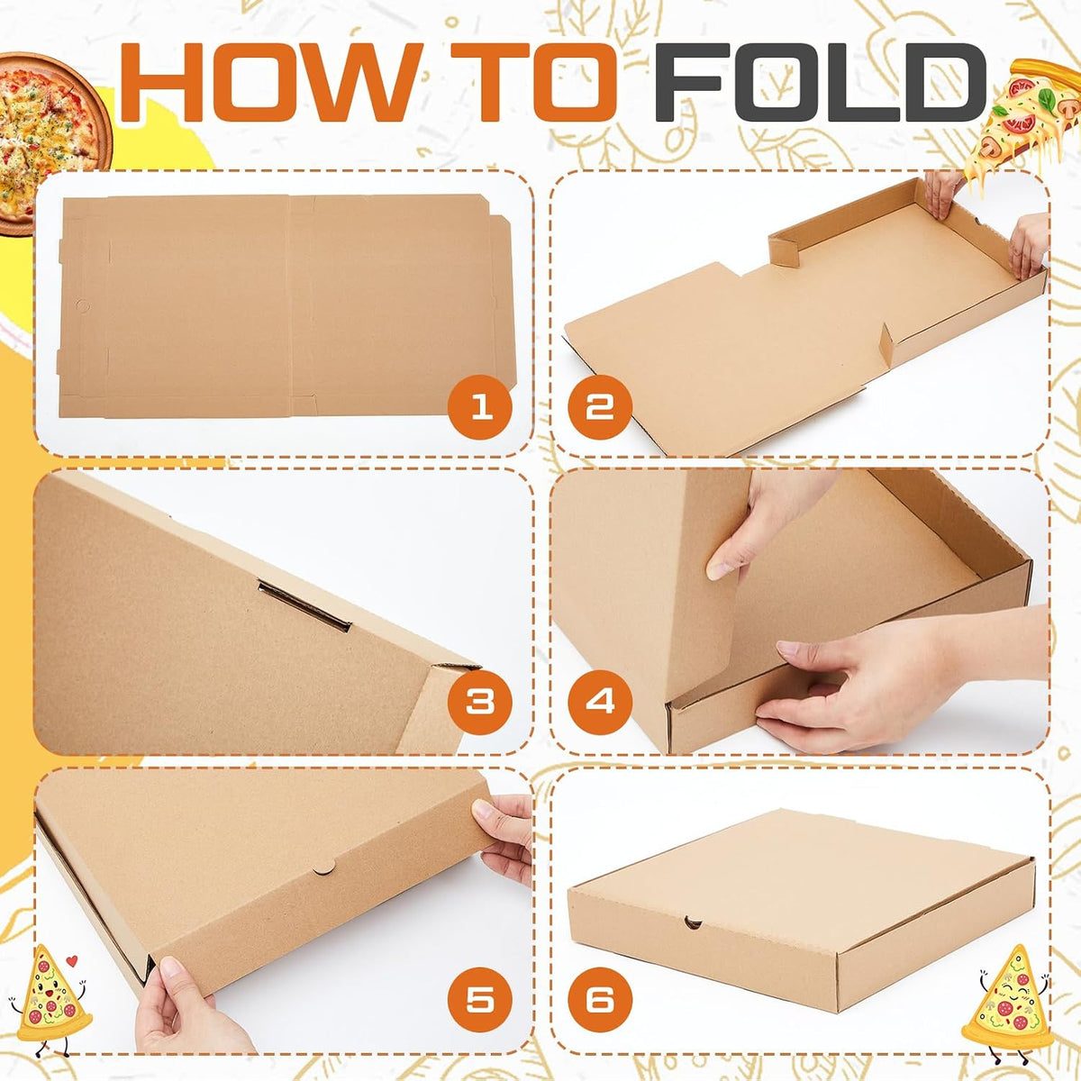 10 Pcs Corrugated Pizza Boxes 12 x 12 Inches, Brown