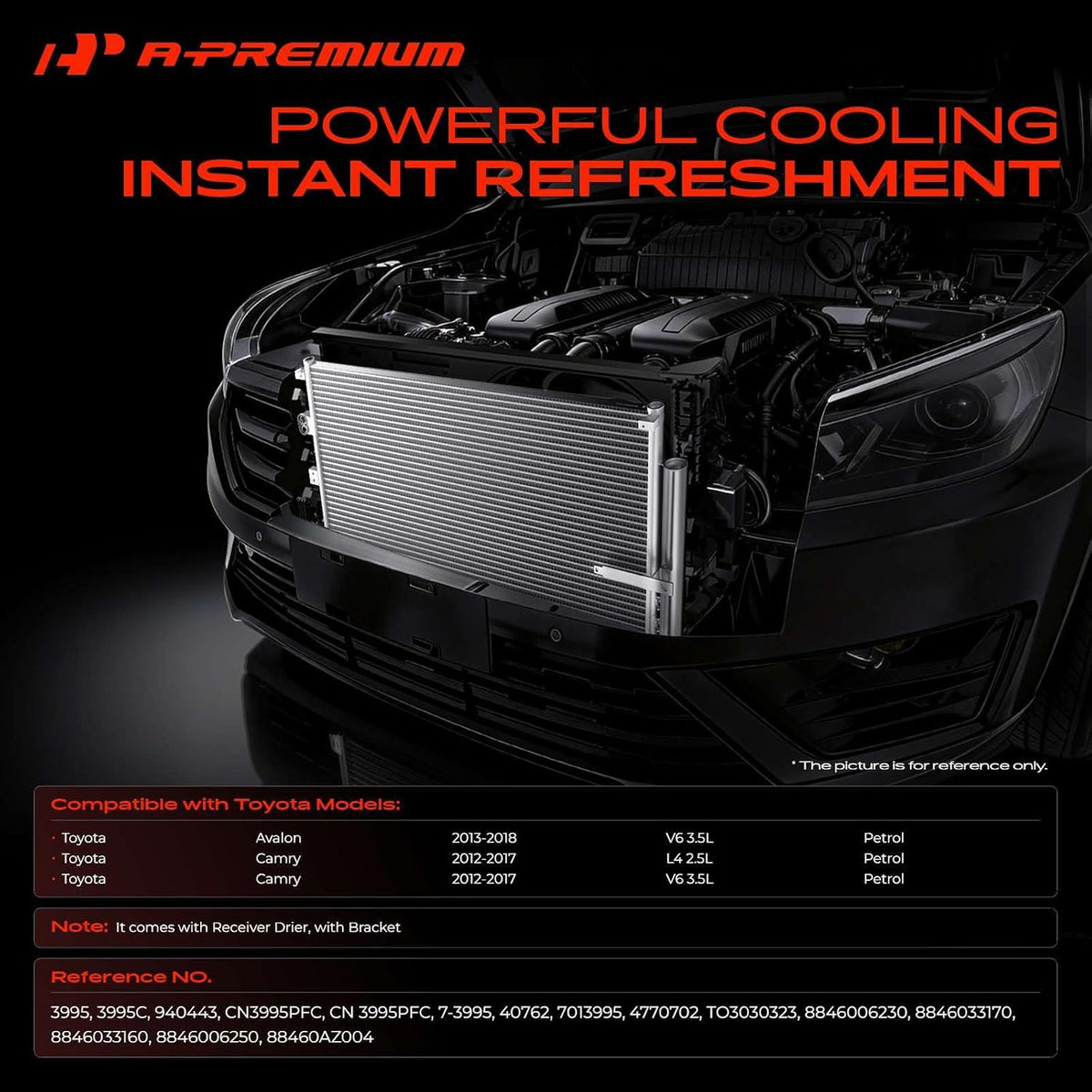 A-Premium Air Conditioning Condenser Compatible with Toyota