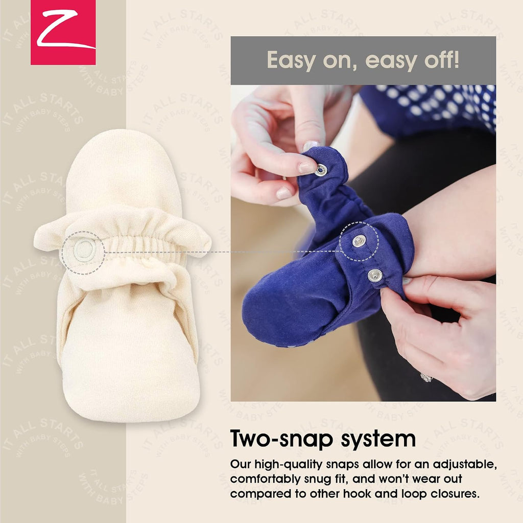 Unisex Organic Cotton Baby Booties, Stay-On and Non-Slip, Newborn to Toddler