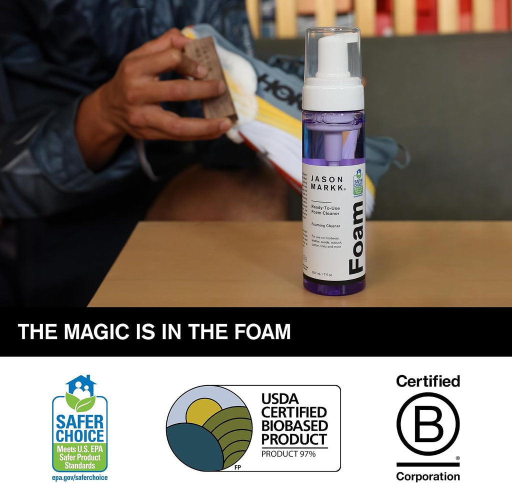 Ready-To-Use Foam, Shoe Cleaner, Sneaker Care, Ideal for Footwear, Safe for Leather, Suede, Nubuck, Cotton, Knits, 7oz