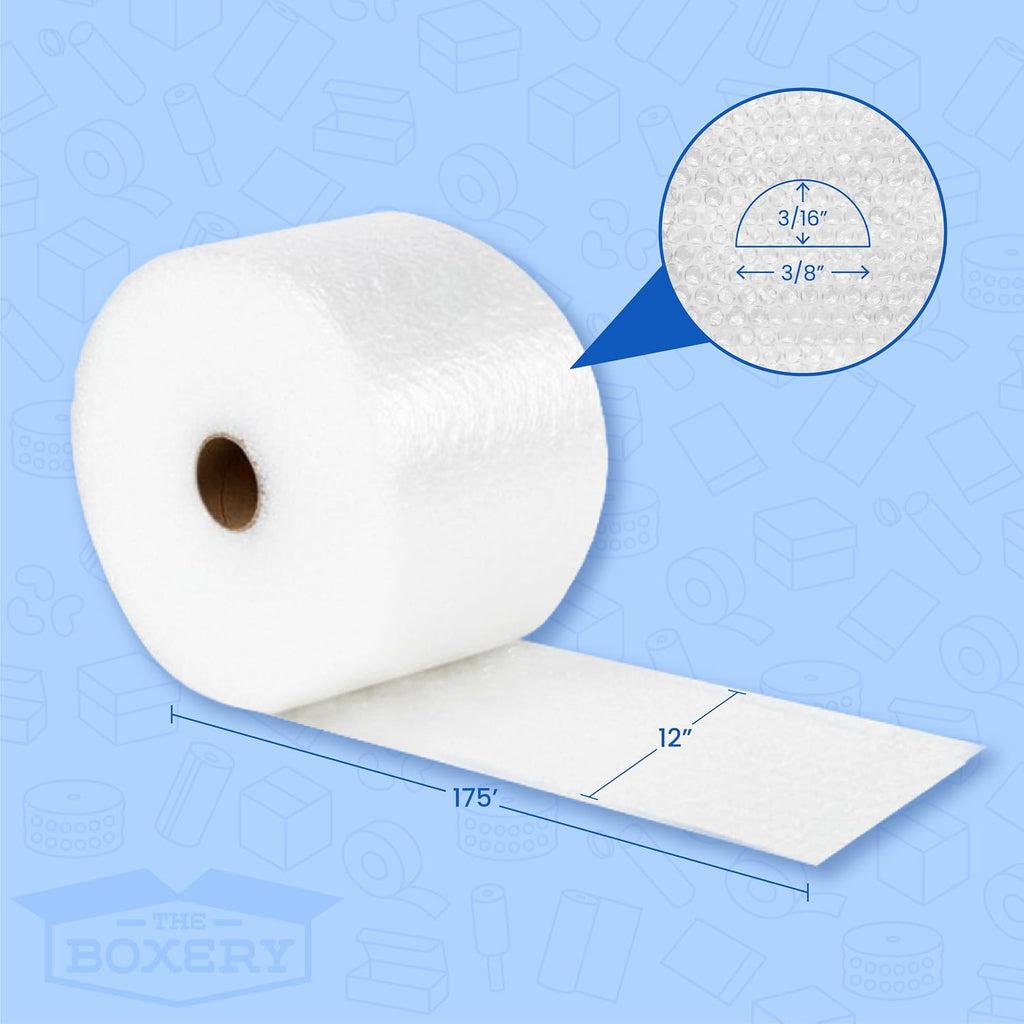 12 inch x 175 feet Bubble Roll, Small Bubble 3/16 inch Cushioning Wrap, Perforated Every 12 inch for Packing Moving