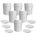 5 Gallon Bucket - Food Grade w/Lid BPA-Free, 6 Pack - White