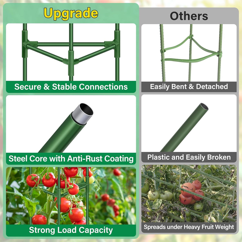 2 Pack 65 Inch Tomato Cage for Garden, Heavy-Duty Tomato Trellis Plant Support Stakes, Adjustable Garden Trellis