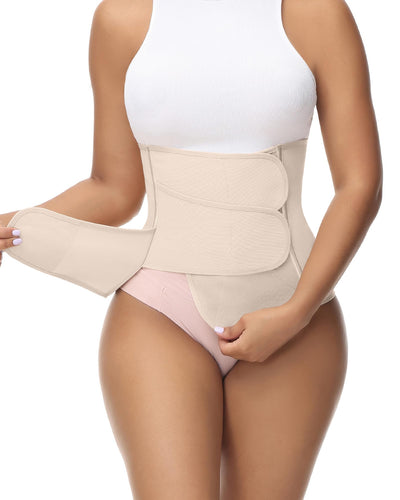 Postpartum Belly Band Adjustable Compression Wrap Girdle Beige XS
