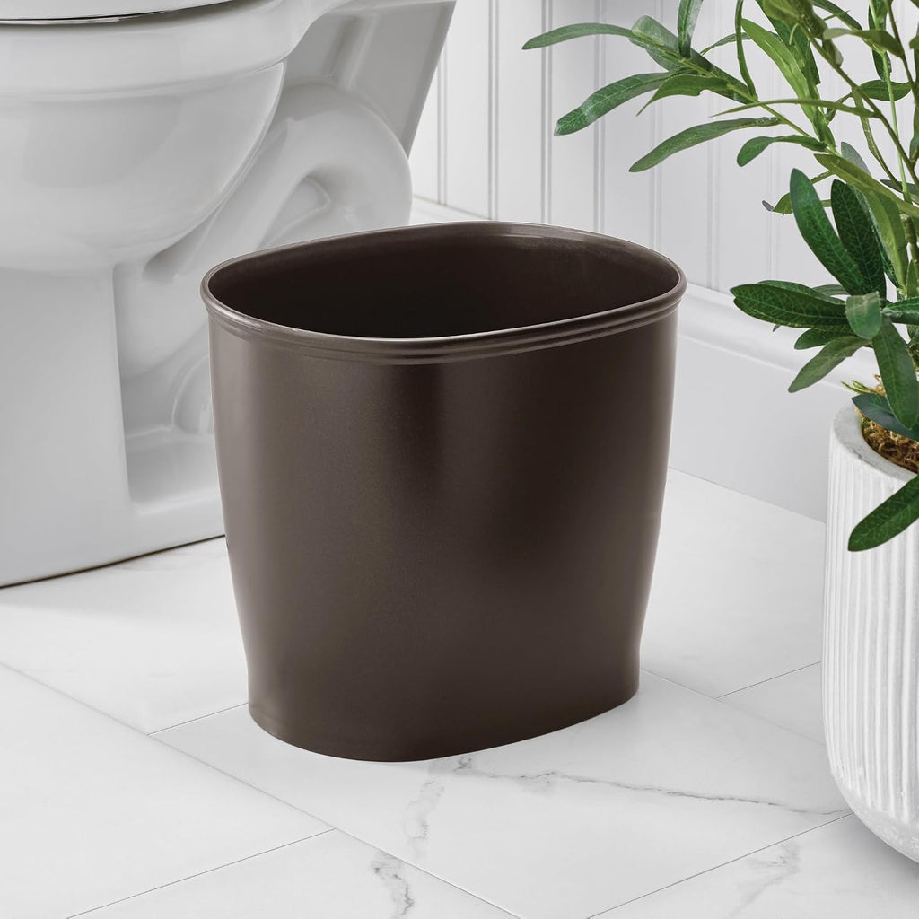 Slim Plastic Bathroom Trash Can, Bronze | Small Garbage Bin