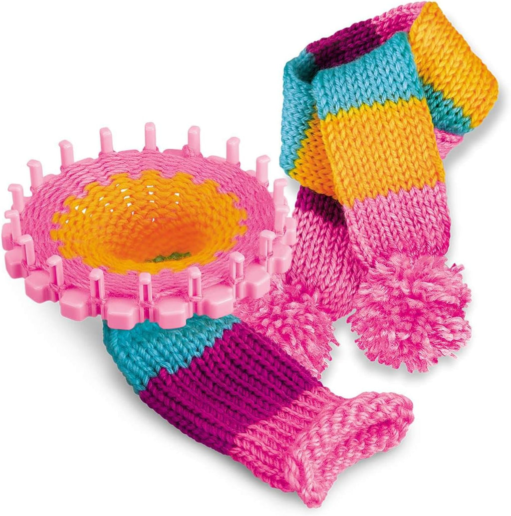 Knitting & Crochet Kit for Kids Ages 8-12 – Learn to Knit with French Knitting Reel, Crochet Hooks, Yarn, Scarf &