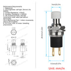 DIYhz 5Pcs Self Locking SPST Latching Type Dash ON/Off White Push Button Switch AC 250V/3A