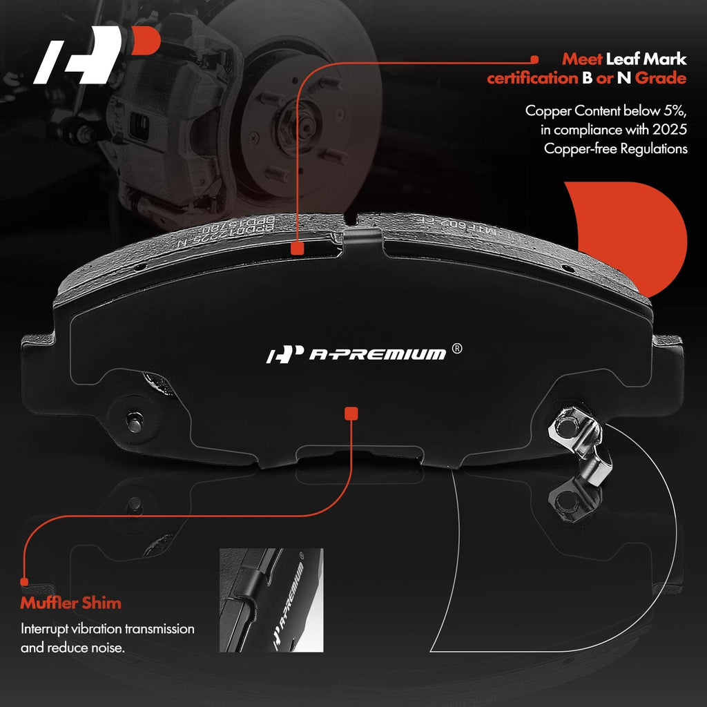 A-Premium Front Ceramic Brake Pads Compatible with Honda