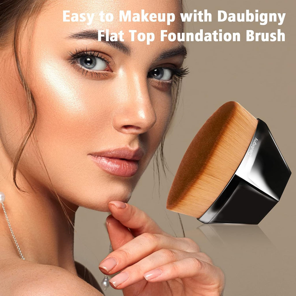 Foundation Makeup Brush Flat Top Kabuki Hexagon Face Blush Liquid Powder Foundation Brush for Blending Liquid, Cream