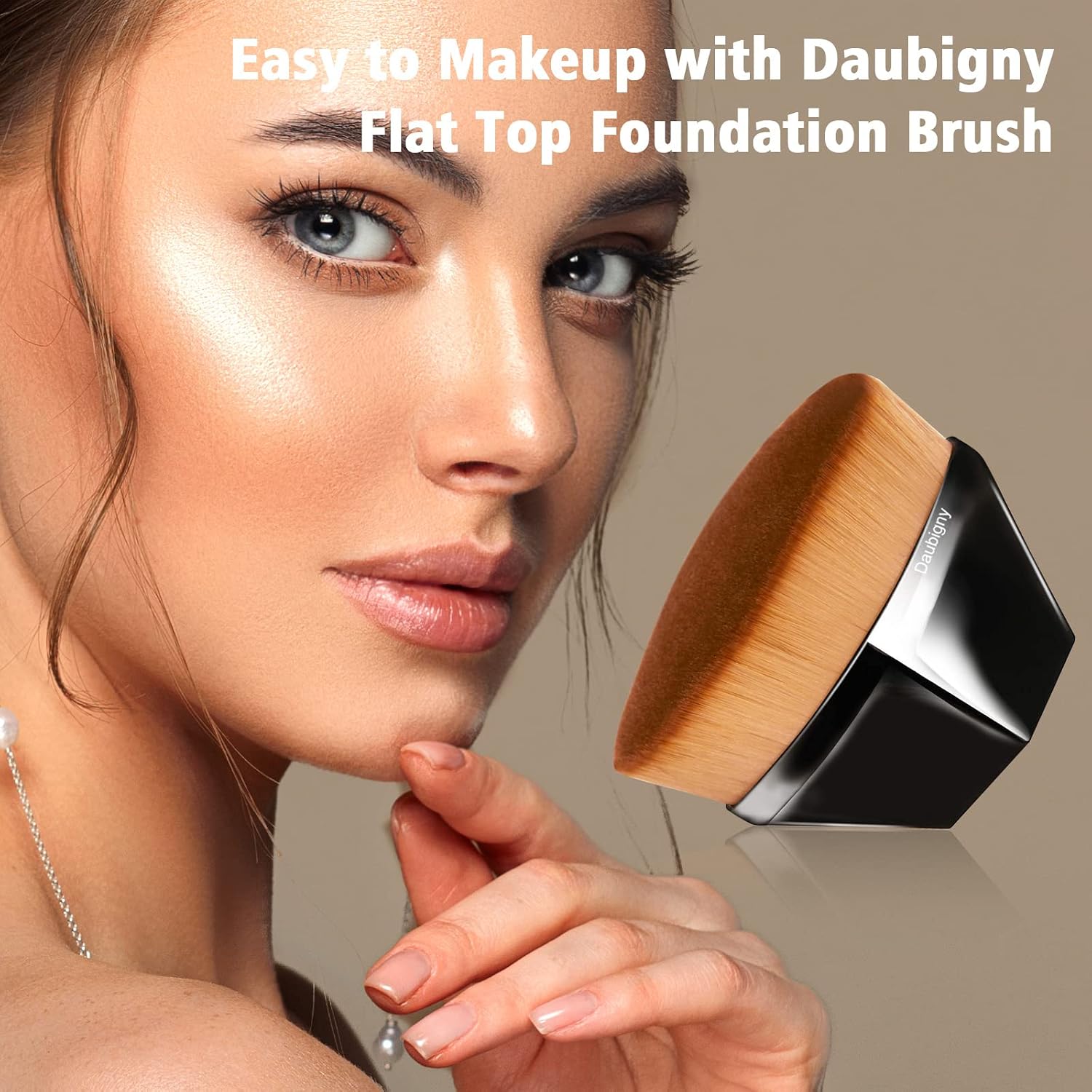 Foundation Makeup Brush Flat Top Kabuki Hexagon Face Blush Liquid Powder Foundation Brush for Blending Liquid, Cream